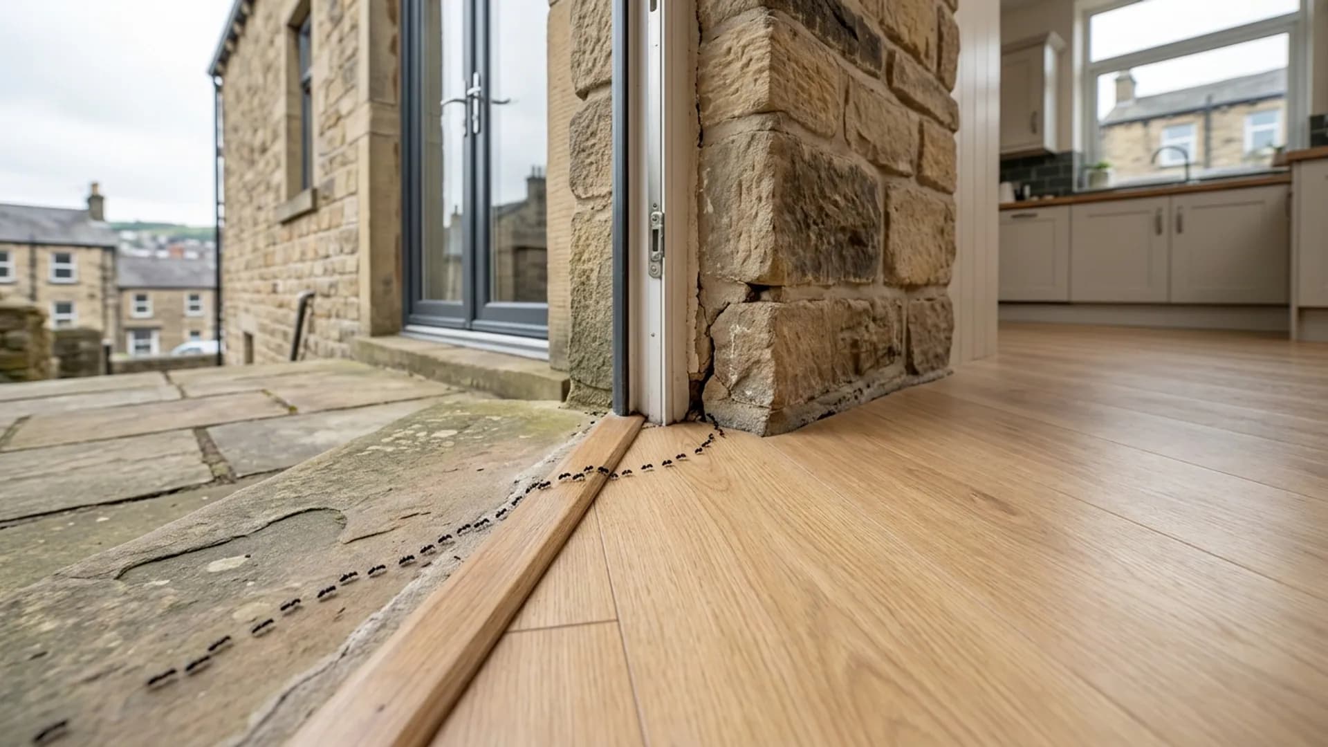 Ant trail and entry route inspected during ant control in Halifax