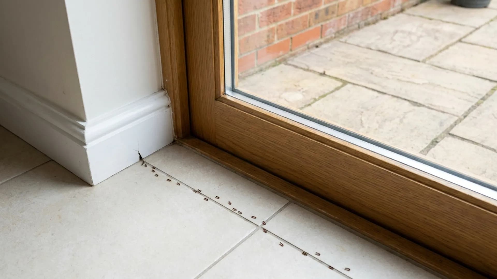 Ant trail and entry route inspected during ant control in Leeds
