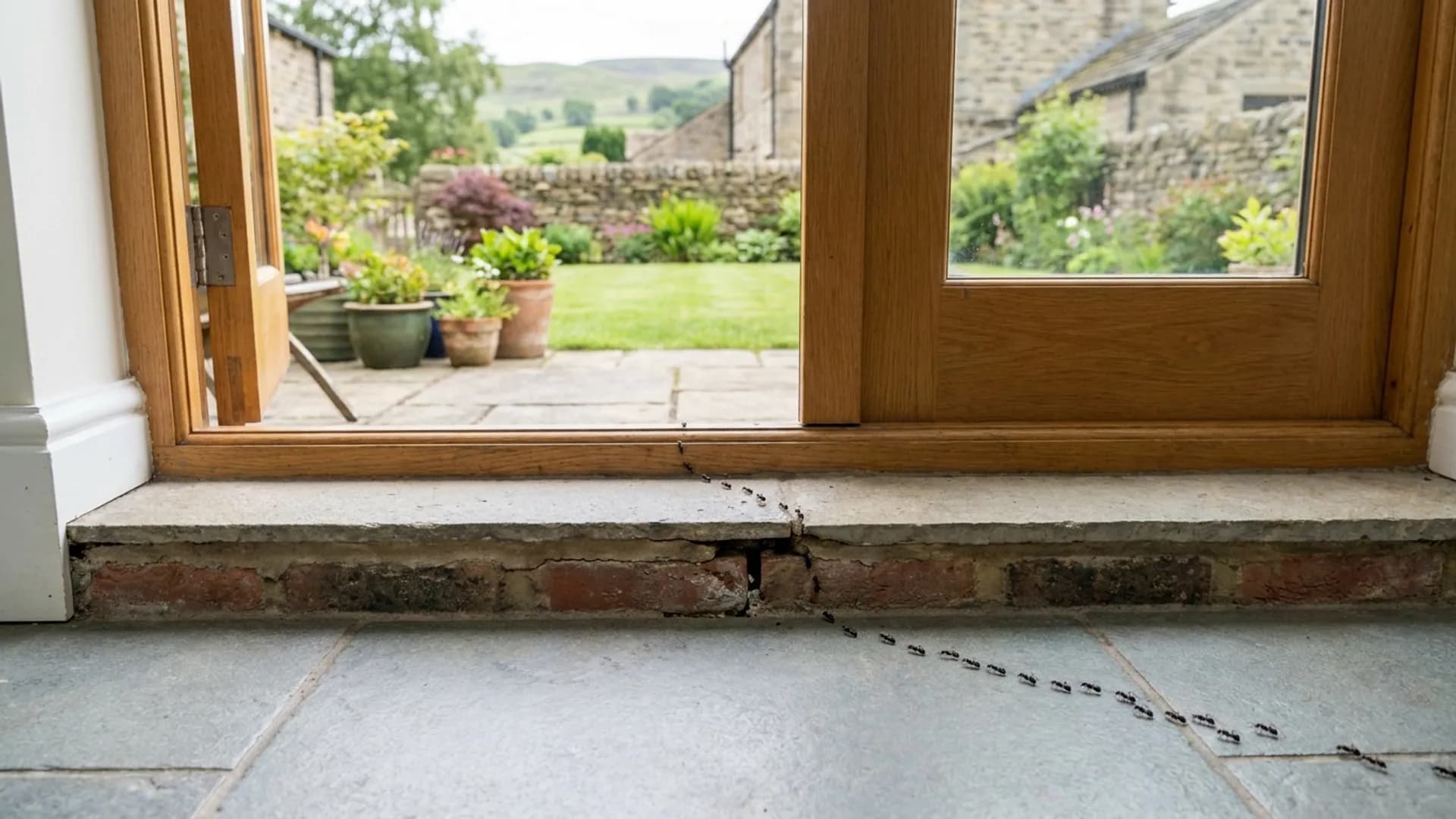 Ant trail and entry route inspected during ant control in Otley