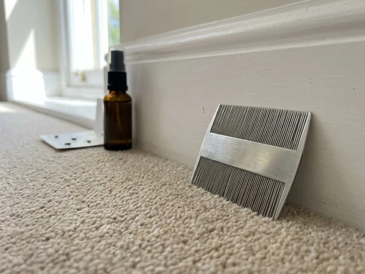 Carpet edge checked for flea activity during treatment planning in Otley