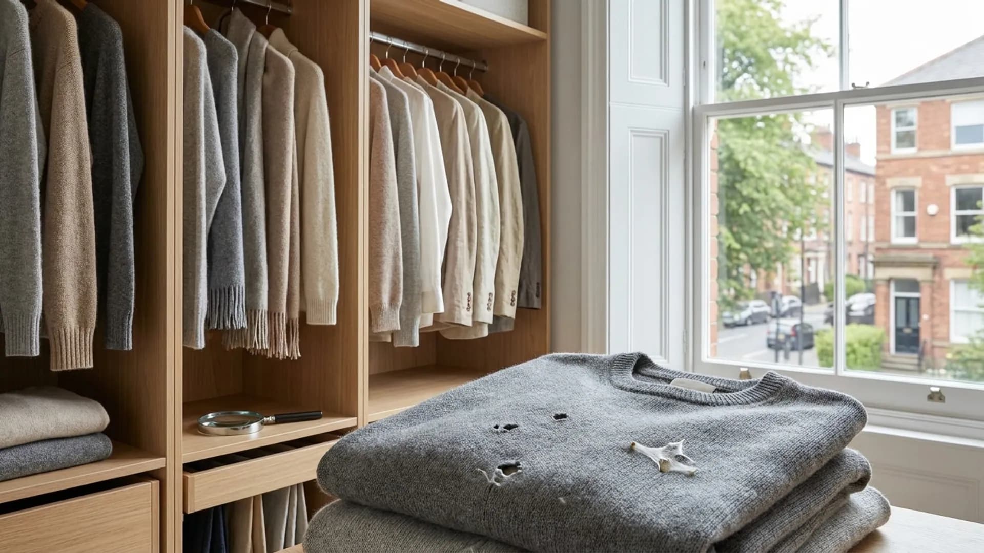 Moth control inspection around wardrobes and textiles in Leeds