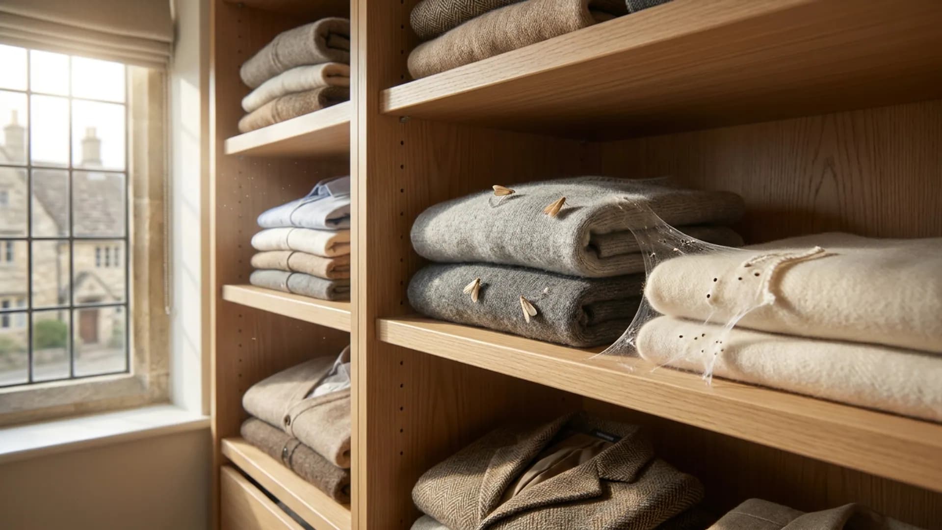 Moth control inspection around wardrobes and textiles in Otley