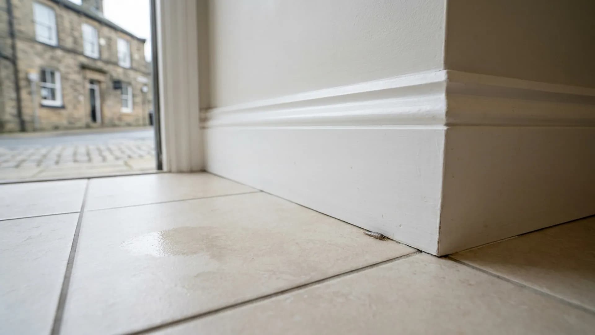 Silverfish control inspection around a damp room edge in Ilkley