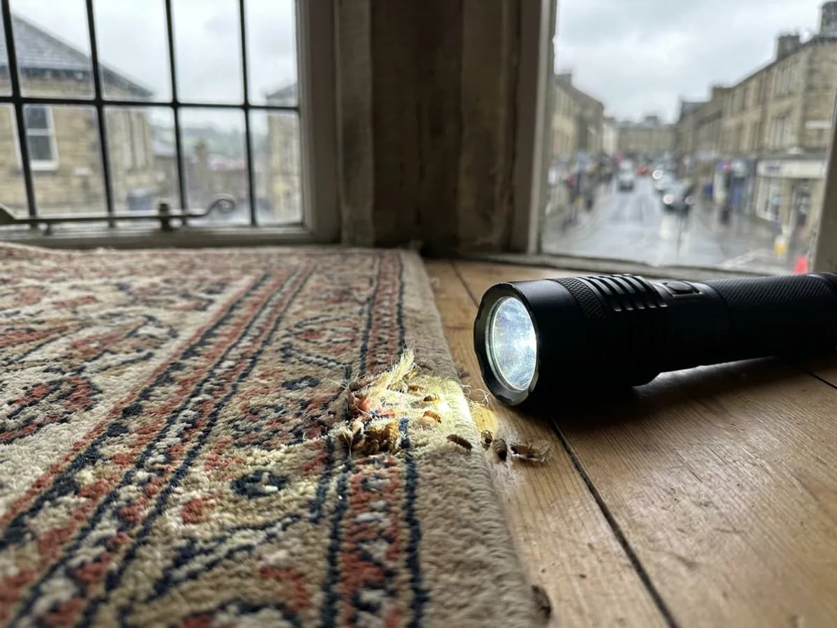 Carpet beetle larvae evidence checked around textile edges in Halifax