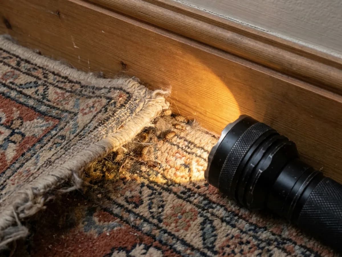 Carpet beetle larvae evidence checked around textile edges in Leeds