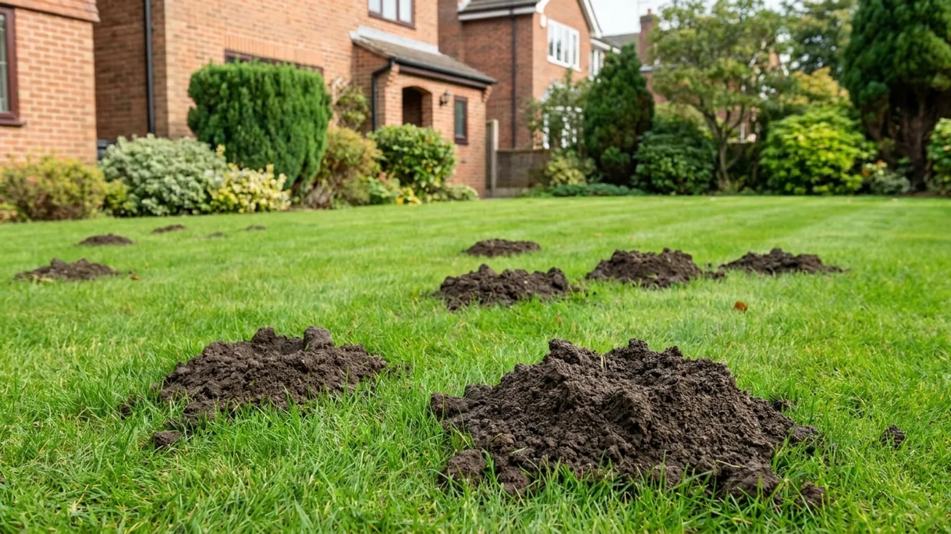 Fresh molehills inspected during mole control in Leeds